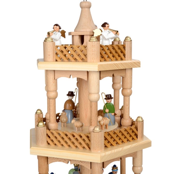 Pyramide de Noël 2 étages avec personnages couleur