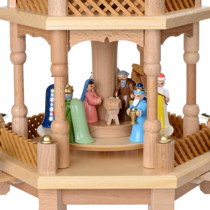 Pyramide de Noël 2 étages avec personnages couleur