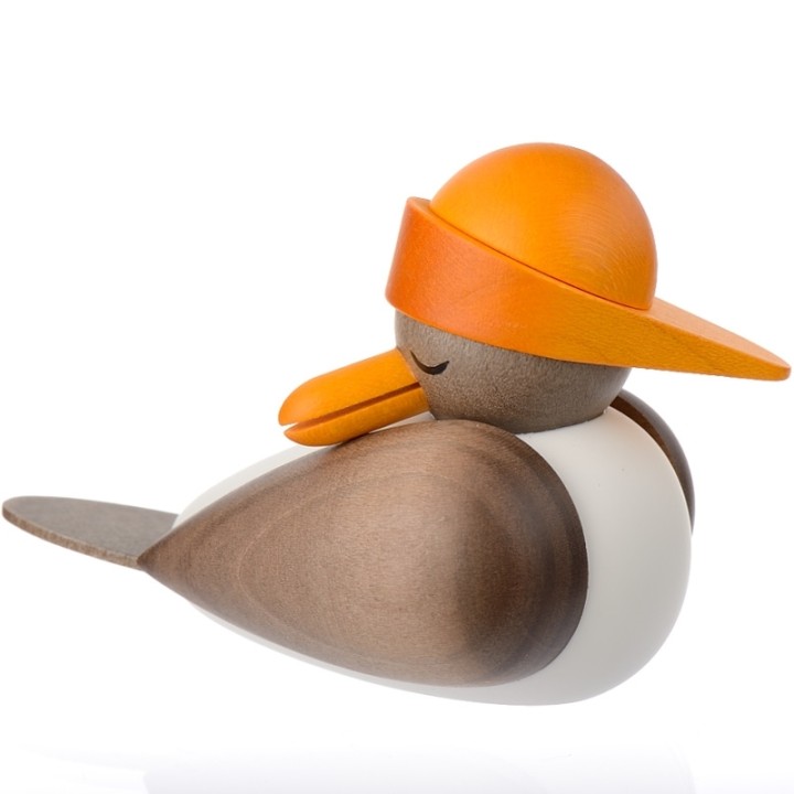 Figurines marines mouette en bois avec bonnet jaune
