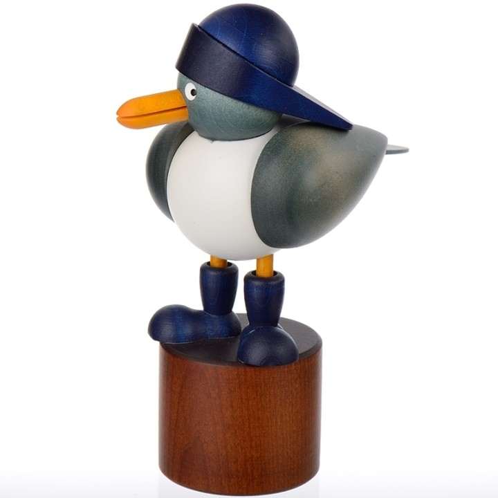 Petites mouette en bois avec bonnet bleu