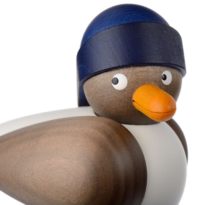 Decoration marine mouette en bois avec bonnet bleu