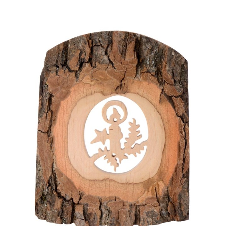 Déco bois en écorce, motif bougie, 11 cm
