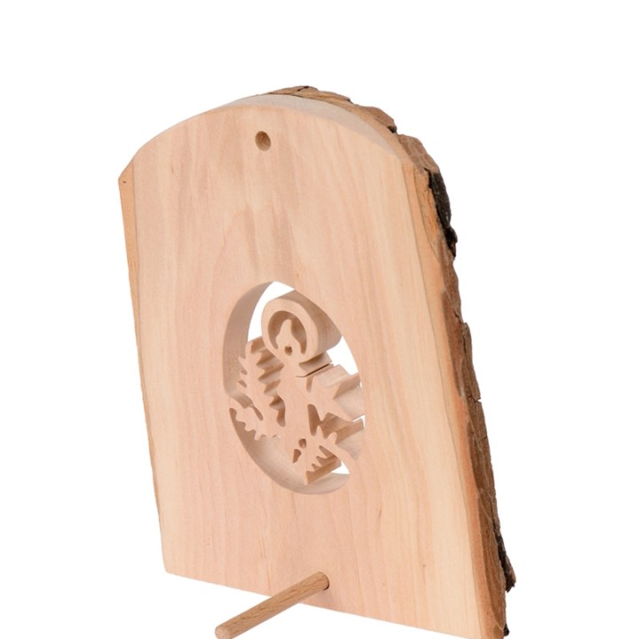 Déco bois en écorce, motif bougie, 11 cm