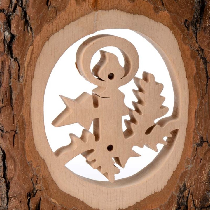 Déco bois en écorce, motif bougie, 18 cm
