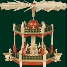 Pyramide de Noel Allemande vert et rouge 1 étage