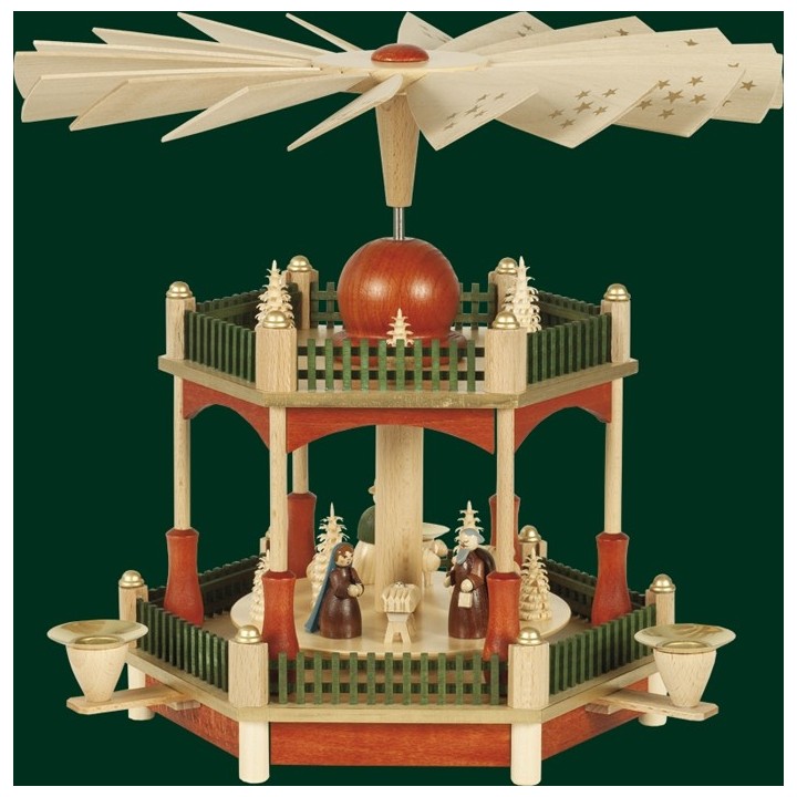 Pyramide de Noel Allemande vert et rouge 1 étage