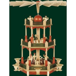 Pyramide de Noel Allemande vert/rouge 39 cm, 2 étages
