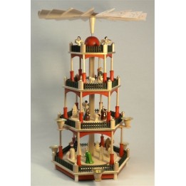 Pyramide de Noel Allemande vert/rouge 53 cm, 3 étages