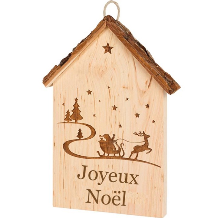 Plaque de porte en bois à suspendre "Joyeux Noël"