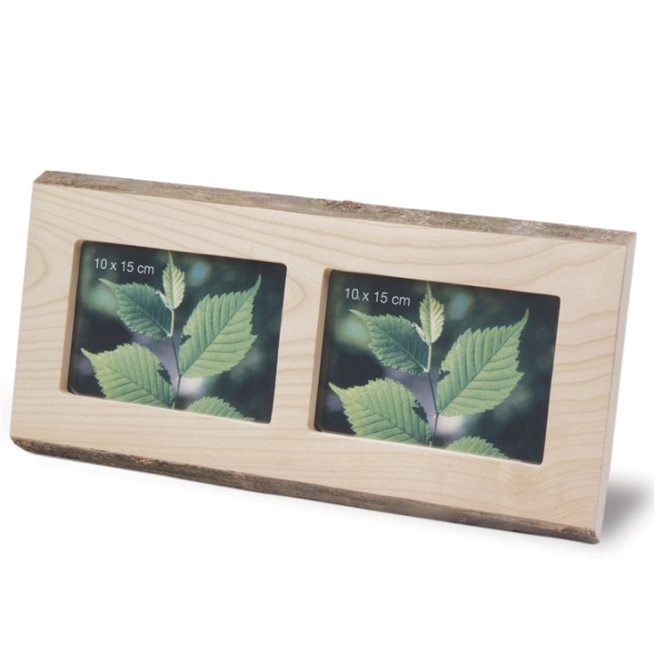 Double cadre photo en bois, 10 x 15 cm