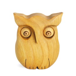 Chouette en bois poli, 6,5 cm