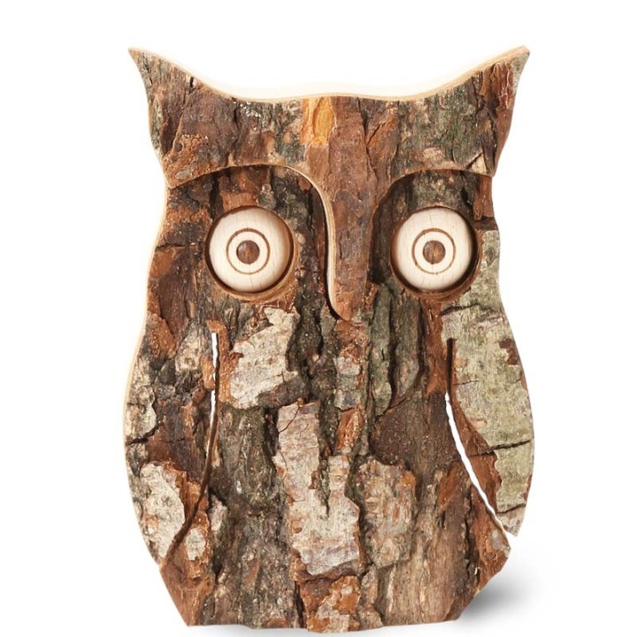 Hibou en bois d'écorce, 10 cm