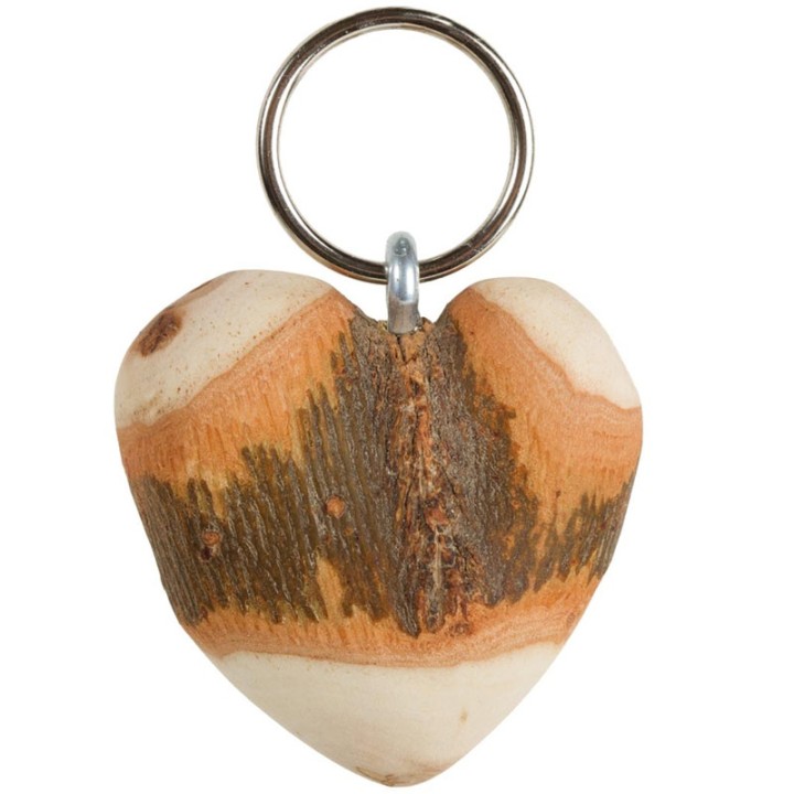 Porte-clé coeur bois naturel