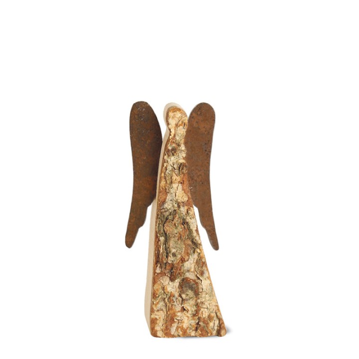 Ange de Noel en bois avec ailes métal, 9 cm 