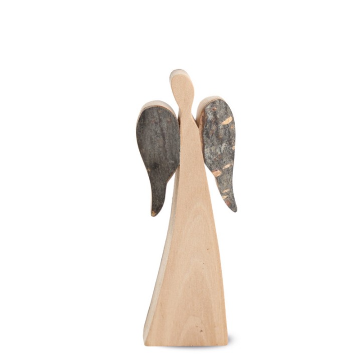 Ange de Noël en bois, double face 12 cm 