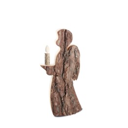 Statuette ange de Noël en bois avec bougie 25 cm