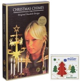 Kit Carillon Père Noël doré + bougies rouges