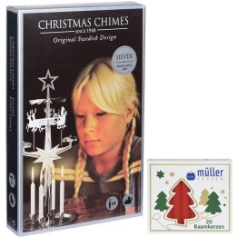 Kit Carillon père Noël argenté + bougies rouges
