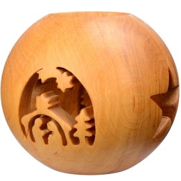 Photophore en bois crèche de Noel