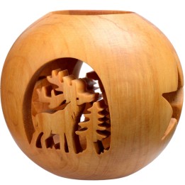 Photophore en bois, cerf