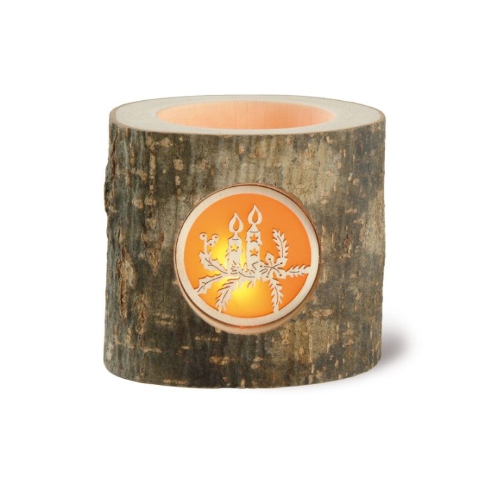 Photophore en rondin de bois, bougies