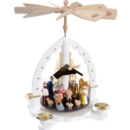 Pyramide  Allemande avec creche de Noel blanche
