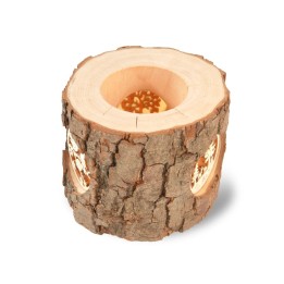 Photophore en rondin de bois motifs nature