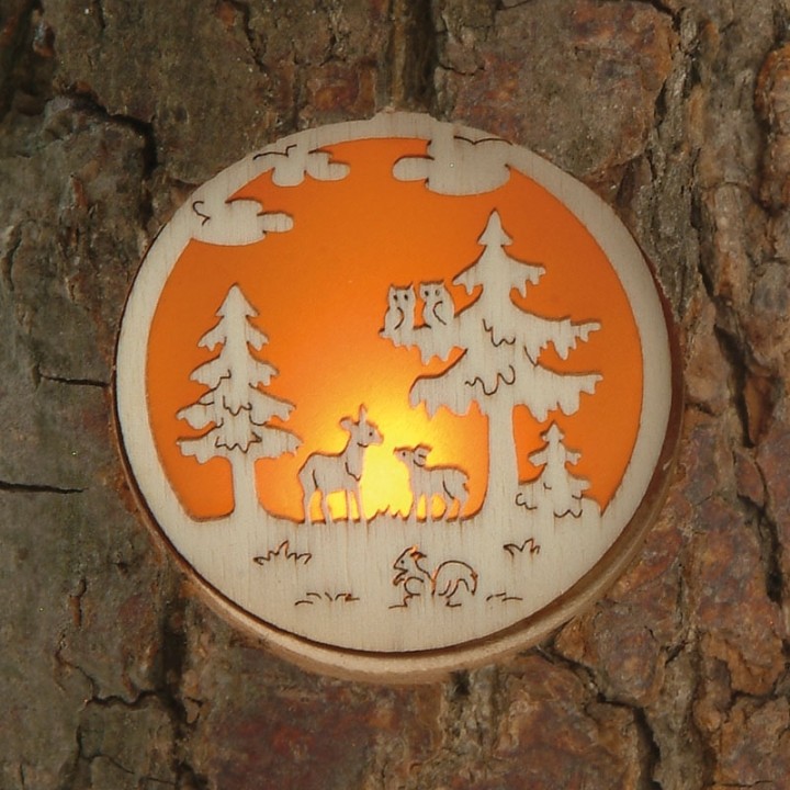 Photophore en bois motifs nature