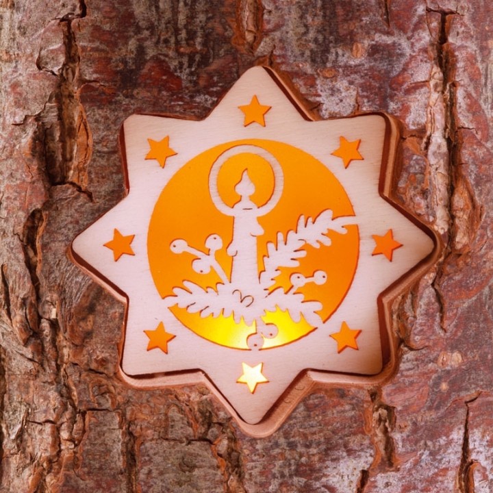 Photophores  bois crèche et bougie de Noel