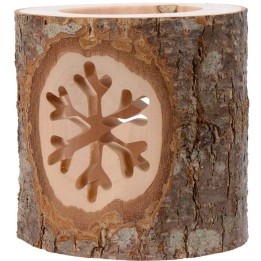 Photophore en bois ciselé, flocon de neige