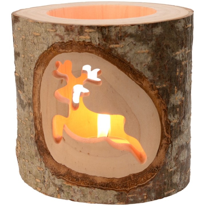 Photophores motifs en bois ciselé, renne