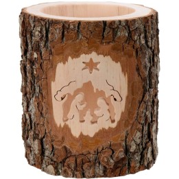 Photophore en bois ciselé, crèche de Noel et étoile