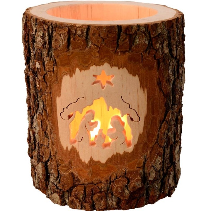 Photophores en bois ciselé, crèche de Noel et étoile