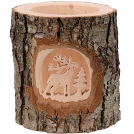 Photophore en bois ciselé, cerf