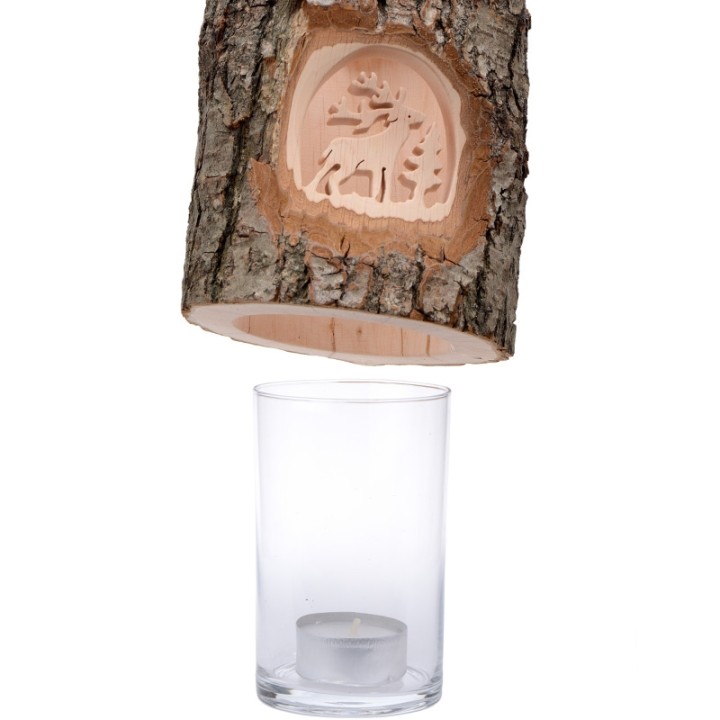 Photophore en bois cerf
