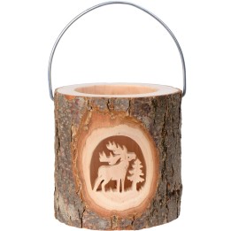 Lanterne photophore en bois, cerf