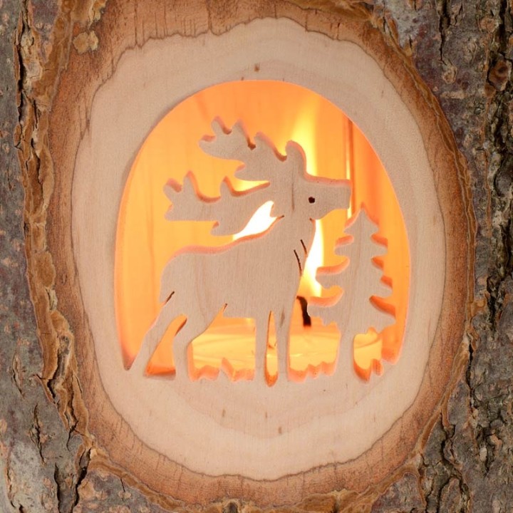 Lanterne bois, cerf