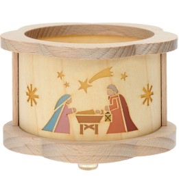 Décoration de Noel, photophore en bois crèche