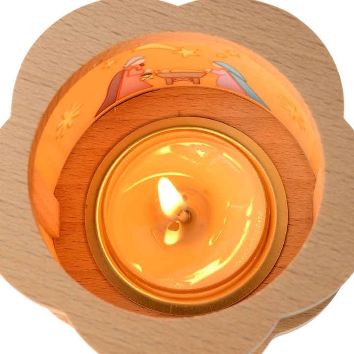 Photophore en bois crèche de Noël