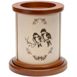 Photophore en bois oiseaux