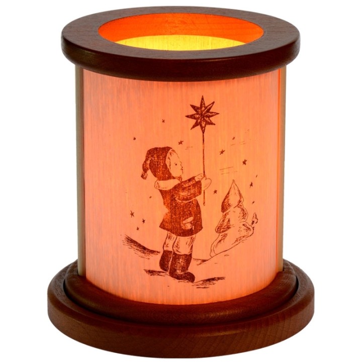 Bougeoir photophore fillette et étoile de Noël