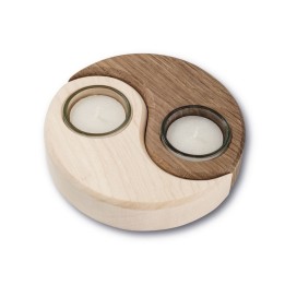 Bougeoir en bois à 2 bougies Yin-Yang 