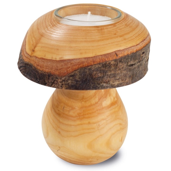 Bougeoir en bois, champignon 12 cm