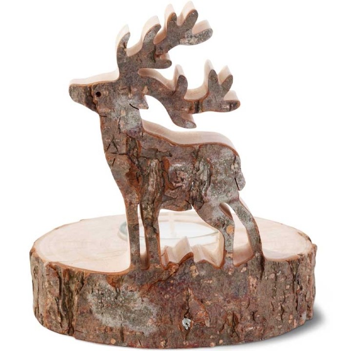 Bougeoir en bois brame du cerf, 13 cm