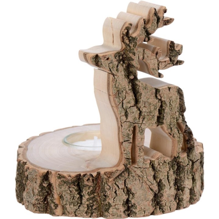 Bougeoir en bois brame du cerf, 13 cm