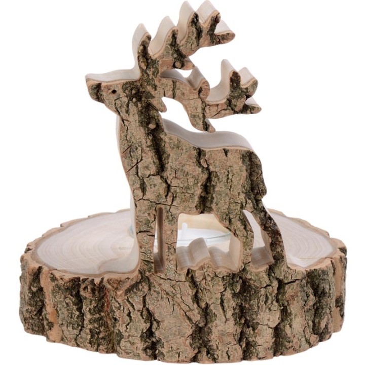 Bougeoir en bois brame du cerf, 13 cm