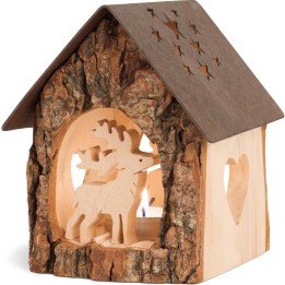 Lanterne photophore en bois cerf
