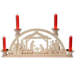 Bougeoir de Noël en bois, avec 4 bougies, 32 cm