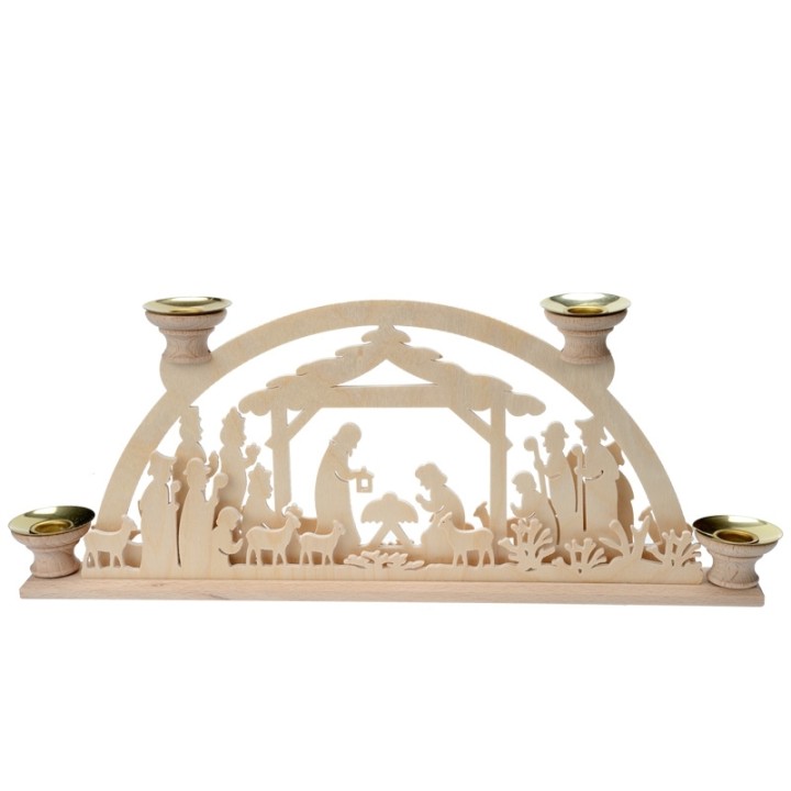 Bougeoir de Noël en bois, avec 4 bougies, 32 cm