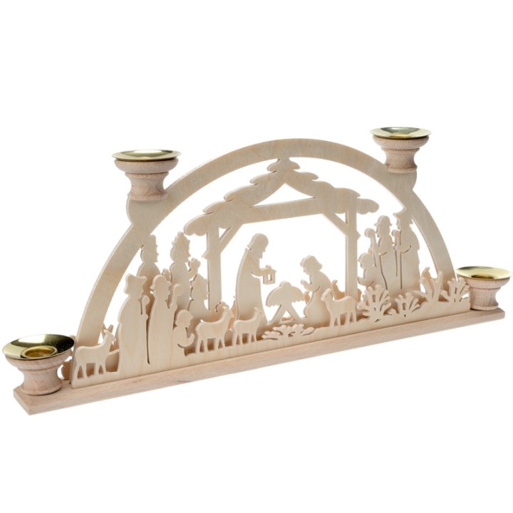 Bougeoir de Noël en bois, avec 4 bougies, 32 cm